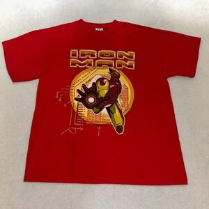Vintage 2008 Marvel Iron Man Superhero Movie Promo Tony Stark T-Shirt Red Size L